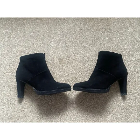 Stuart Weitzman Womens Honcho Black Suede Platform Ankle Booties Size 6 LIKE NEW