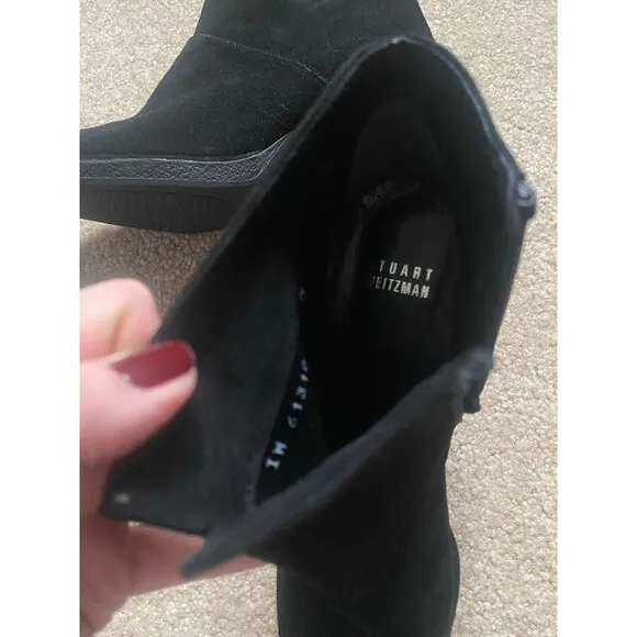 Stuart Weitzman Womens Honcho Black Suede Platform Ankle Booties Size 6 LIKE NEW