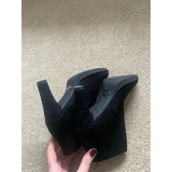 Stuart Weitzman Womens Honcho Black Suede Platform Ankle Booties Size 6 LIKE NEW