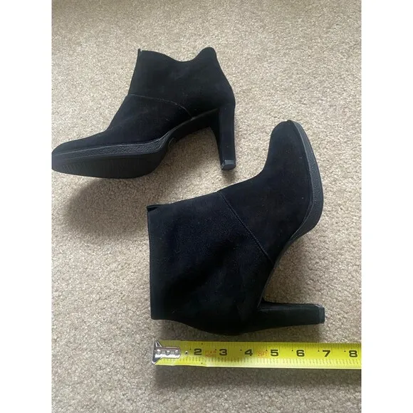 Stuart Weitzman Womens Honcho Black Suede Platform Ankle Booties Size 6 LIKE NEW