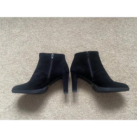 Stuart Weitzman Womens Honcho Black Suede Platform Ankle Booties Size 6 LIKE NEW