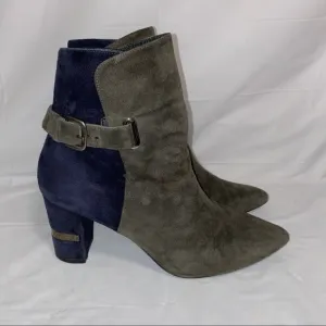 Stuart Weitzman Womens Imback Ankle Boots Blue Grey Suede Size 11.5￼