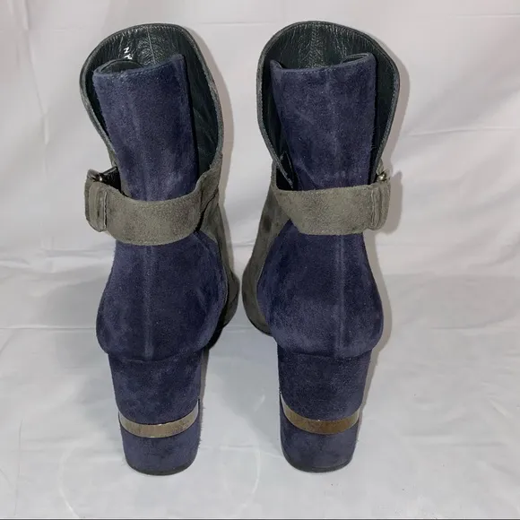 Stuart Weitzman Womens Imback Ankle Boots Blue Grey Suede Size 11.5￼