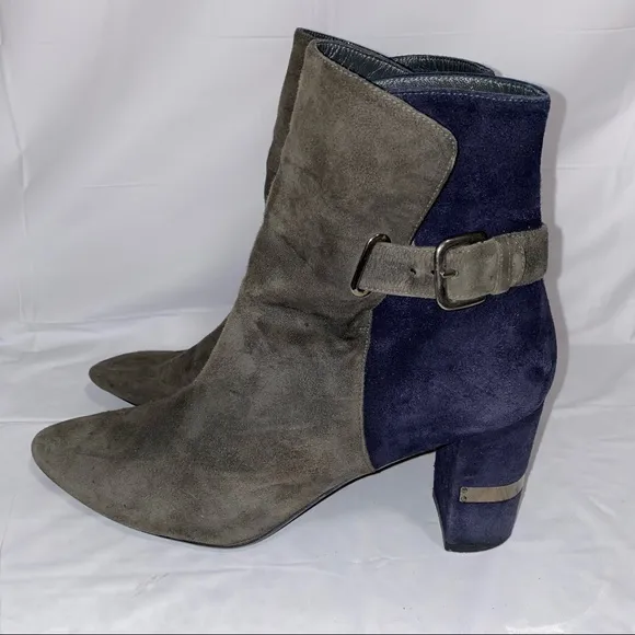 Stuart Weitzman Womens Imback Ankle Boots Blue Grey Suede Size 11.5￼