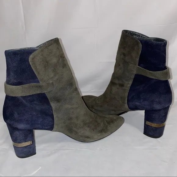 Stuart Weitzman Womens Imback Ankle Boots Blue Grey Suede Size 11.5￼
