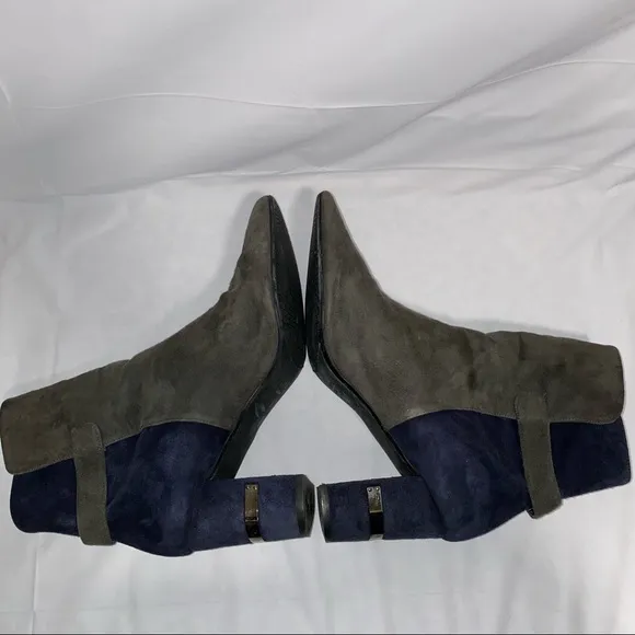 Stuart Weitzman Womens Imback Ankle Boots Blue Grey Suede Size 11.5￼