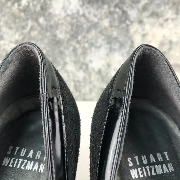 Stuart Weitzman Women's Size 7M Black Bluff Suede High Heel Booties Pumps SPAIN