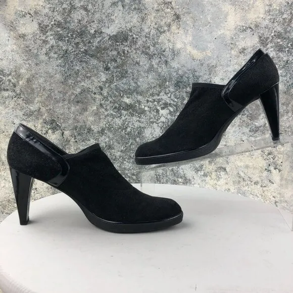 Stuart Weitzman Women's Size 7M Black Bluff Suede High Heel Booties Pumps SPAIN