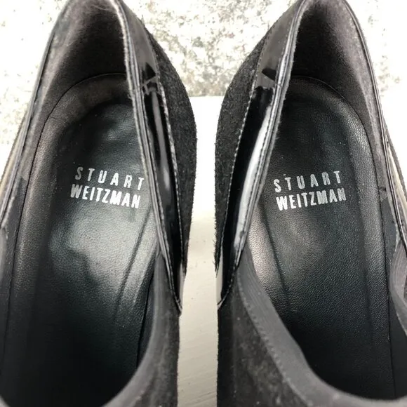 Stuart Weitzman Women's Size 7M Black Bluff Suede High Heel Booties Pumps SPAIN