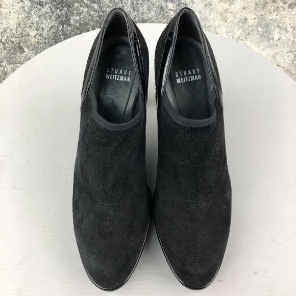 Stuart Weitzman Women's Size 7M Black Bluff Suede High Heel Booties Pumps SPAIN