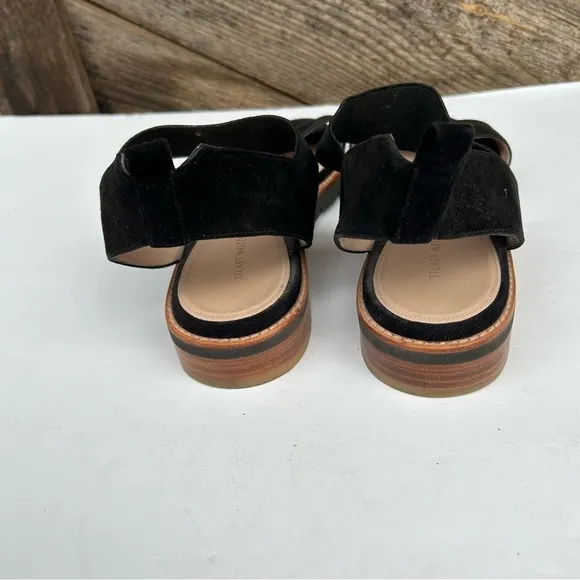 Stuart Weitzman Womens Topical Flat Sandals Black Slingback Suede Size 8.5 US