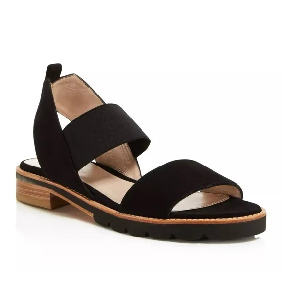 Stuart Weitzman Womens Topical Flat Sandals Black Slingback Suede Size 8.5 US