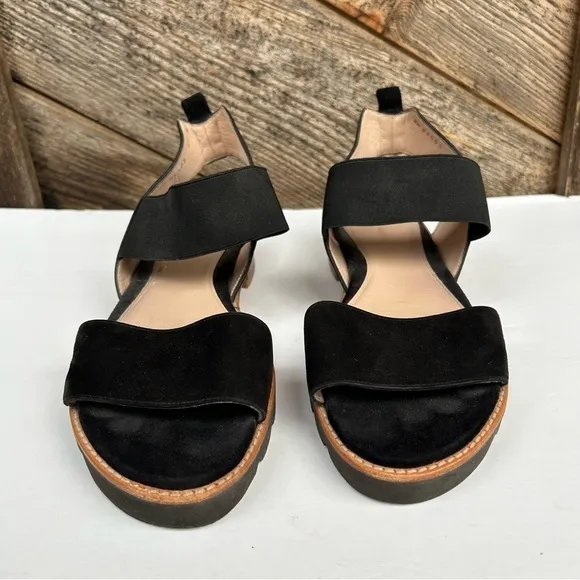 Stuart Weitzman Womens Topical Flat Sandals Black Slingback Suede Size 8.5 US