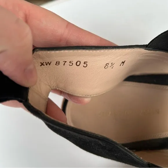Stuart Weitzman Womens Topical Flat Sandals Black Slingback Suede Size 8.5 US
