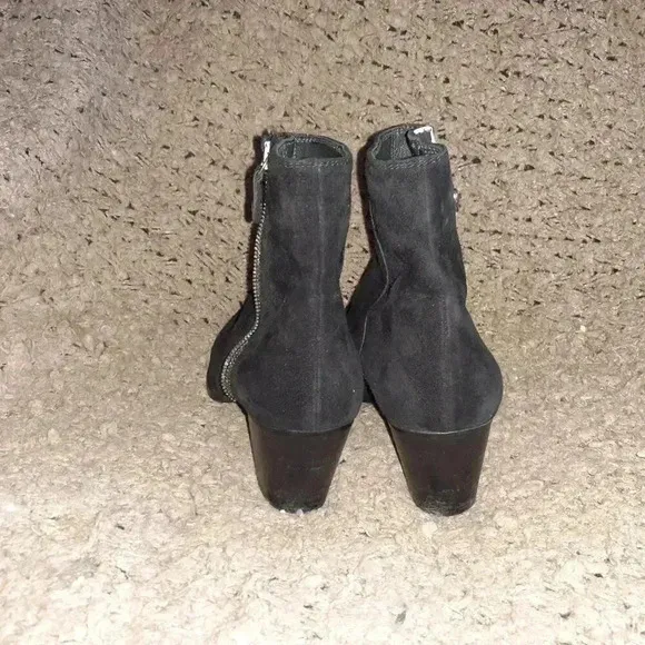 STUART WEITZMAN-Zipzipzip-Black Suede Leather Ankle Boots-Size 7.5-Excellent