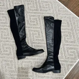 Stuart Weitzman 50/50 Leather Suede Over the Knee Boots Size 7 Black