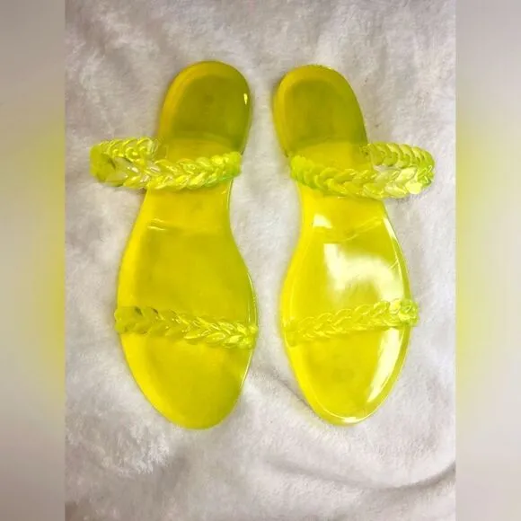 Stuart Weitzman Braida Sawyer Jelly Sandals, Women's sz 10, Yellow.