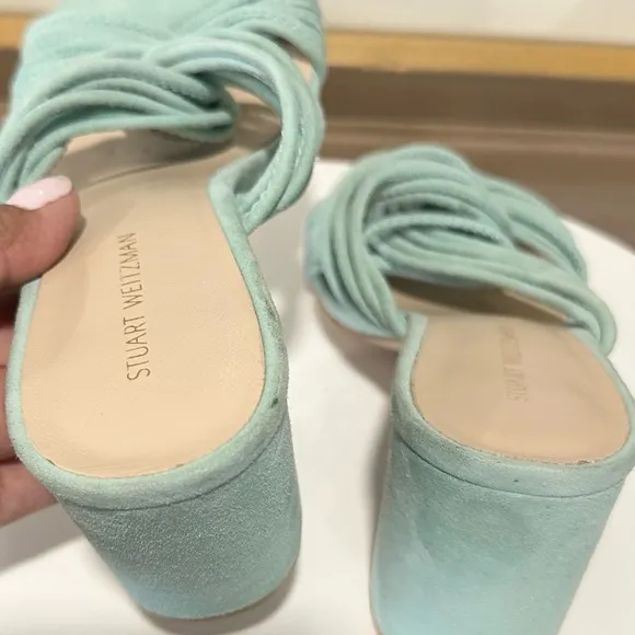 🌹STUART WEITZMAN🌹Twist Block 75 Slide High Heel Sandals Size: 6.5