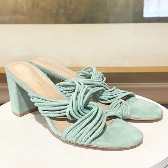 🌹STUART WEITZMAN🌹Twist Block 75 Slide High Heel Sandals Size: 6.5