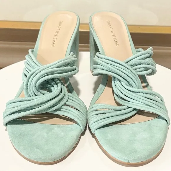 🌹STUART WEITZMAN🌹Twist Block 75 Slide High Heel Sandals Size: 6.5