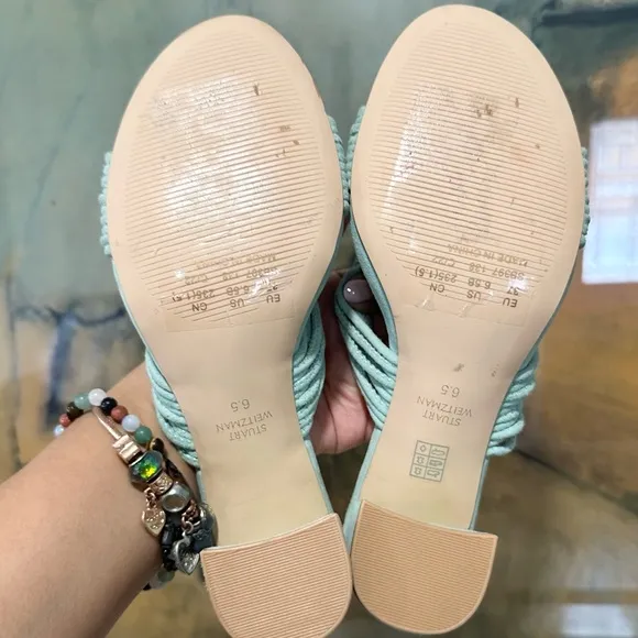 🌹STUART WEITZMAN🌹Twist Block 75 Slide High Heel Sandals Size: 6.5