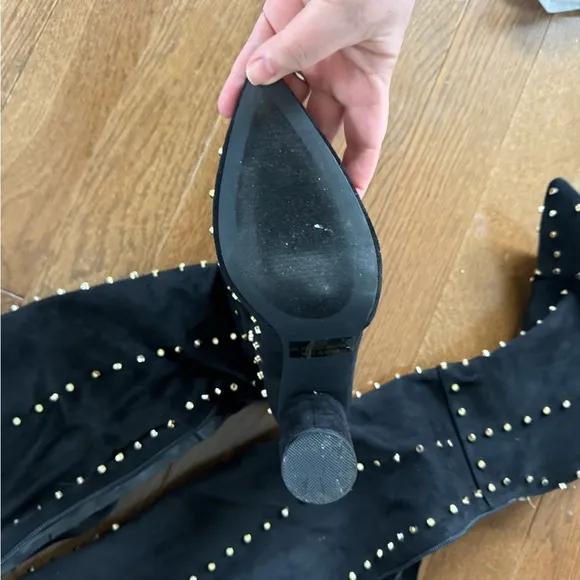 Studded Black Over-the-Knee Boots new only tried on