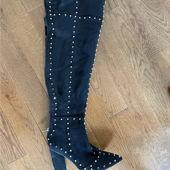 Studded Black Over-the-Knee Boots new only tried on