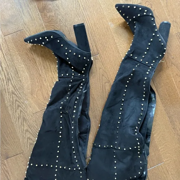 Studded Black Over-the-Knee Boots new only tried on