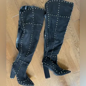Studded Black Over-the-Knee Boots new only tried on