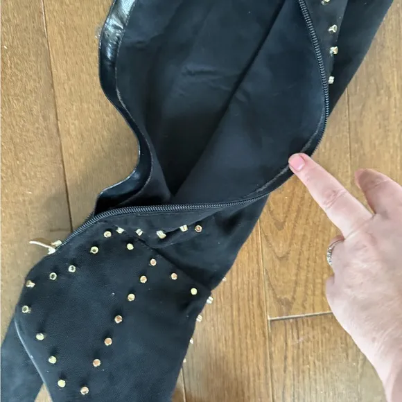 Studded Black Over-the-Knee Boots new only tried on