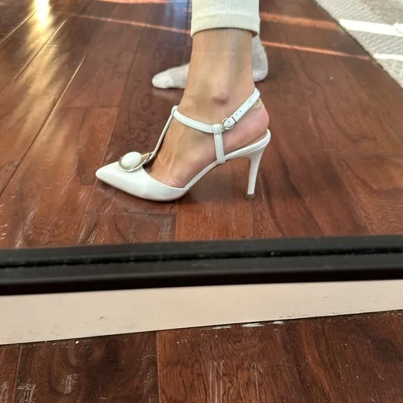 Stunning STEFANO Shoe Art  Made Leather high heel sandals white size 7 TTS