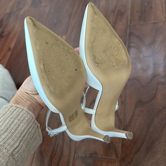 Stunning STEFANO Shoe Art  Made Leather high heel sandals white size 7 TTS