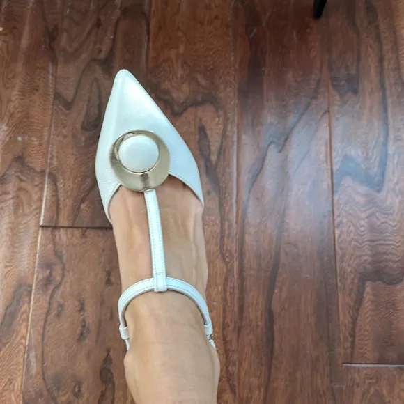 Stunning STEFANO Shoe Art  Made Leather high heel sandals white size 7 TTS