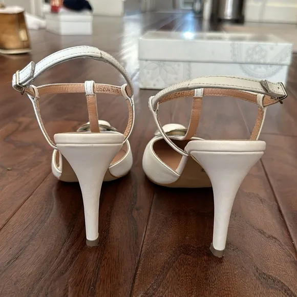 Stunning STEFANO Shoe Art  Made Leather high heel sandals white size 7 TTS