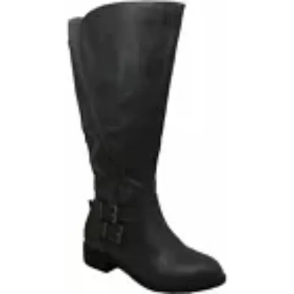 Style &amp; Co. Milah Women's Brown Leather Almond Toe Knee High Tall Riding Boot 5