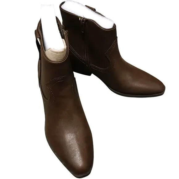 Style &amp; Co. Perriee Zipper Pointed Toe Cowboy, Western Boots in Brown, Size‎ 8.5