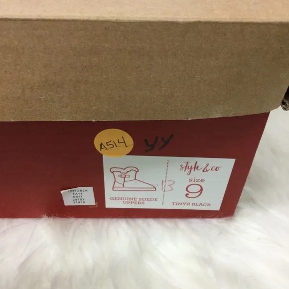 Style &amp; Co. Womens TINY2 Suede Boots - Black - Size 9 - New in Box