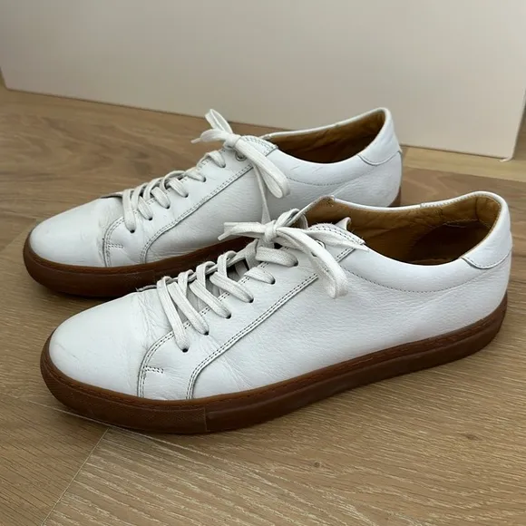 Suitsupply White Calf Leather Brown Sole Fashion Sneakers Lace Up Casual Mens 44