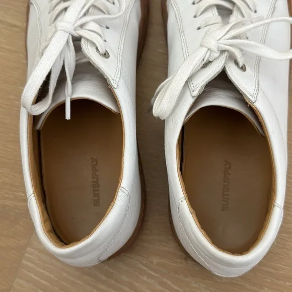 Suitsupply White Calf Leather Brown Sole Fashion Sneakers Lace Up Casual Mens 44