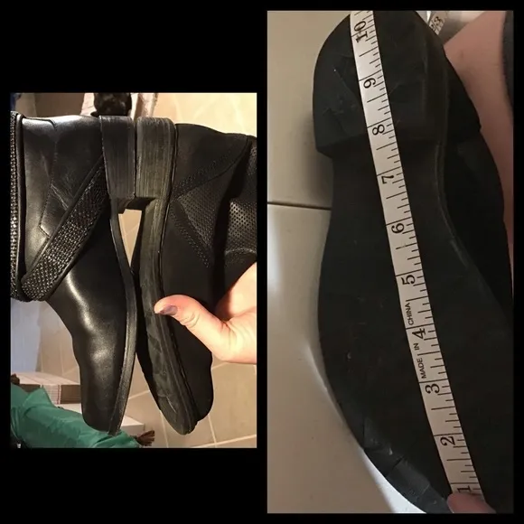 Sundance black leather perf ankle boots sz 9.5