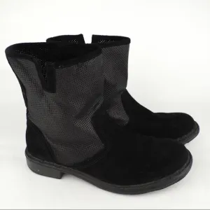 Sundance black leather perf ankle boots sz 9.5