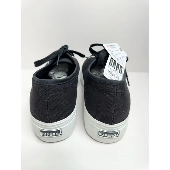 Superga Sneakers Classic Black Canvas Mens Size 8 Lace Up Fashion Shoes NEW