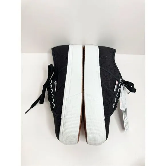 Superga Sneakers Classic Black Canvas Mens Size 8 Lace Up Fashion Shoes NEW