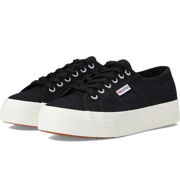 Superga Sneakers Classic Black Canvas Mens Size 8 Lace Up Fashion Shoes NEW