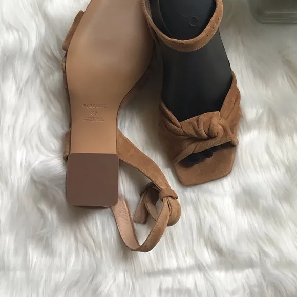 Sz 5 U..S. | ZARA UTERQUE | Tan Block Heel / Vamp Knot Sandals 💋