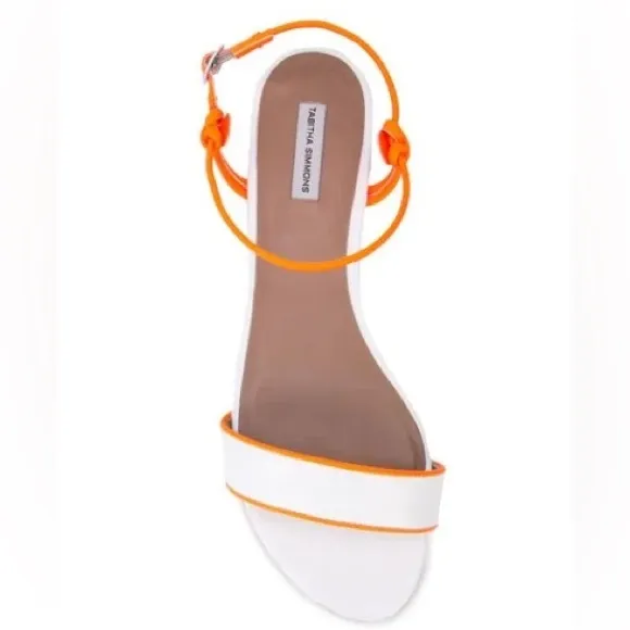 Tabitha Simmons Bungee Flat Sandals White and Orange