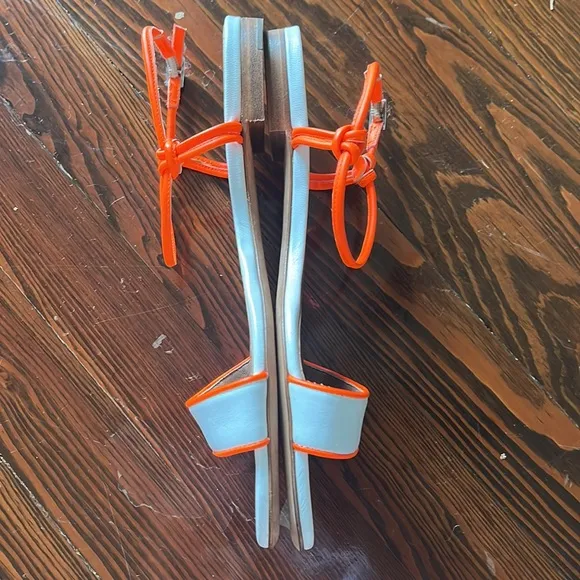 Tabitha Simmons Bungee Flat Sandals White and Orange