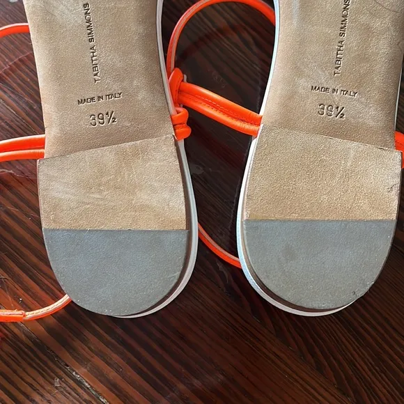Tabitha Simmons Bungee Flat Sandals White and Orange