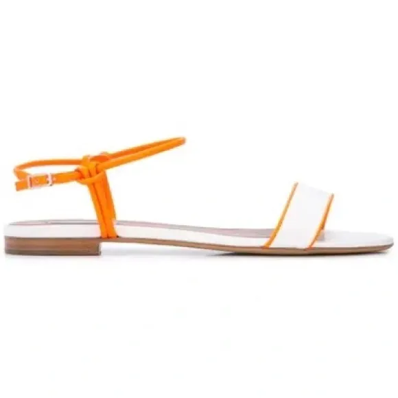 Tabitha Simmons Bungee Flat Sandals White and Orange