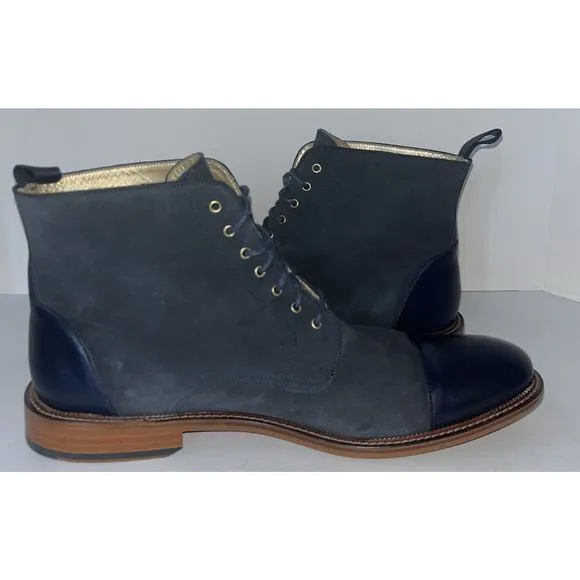 Taft The Troy Mens‎ Size 14 Navy Suede Cap Toe Boots Size 47